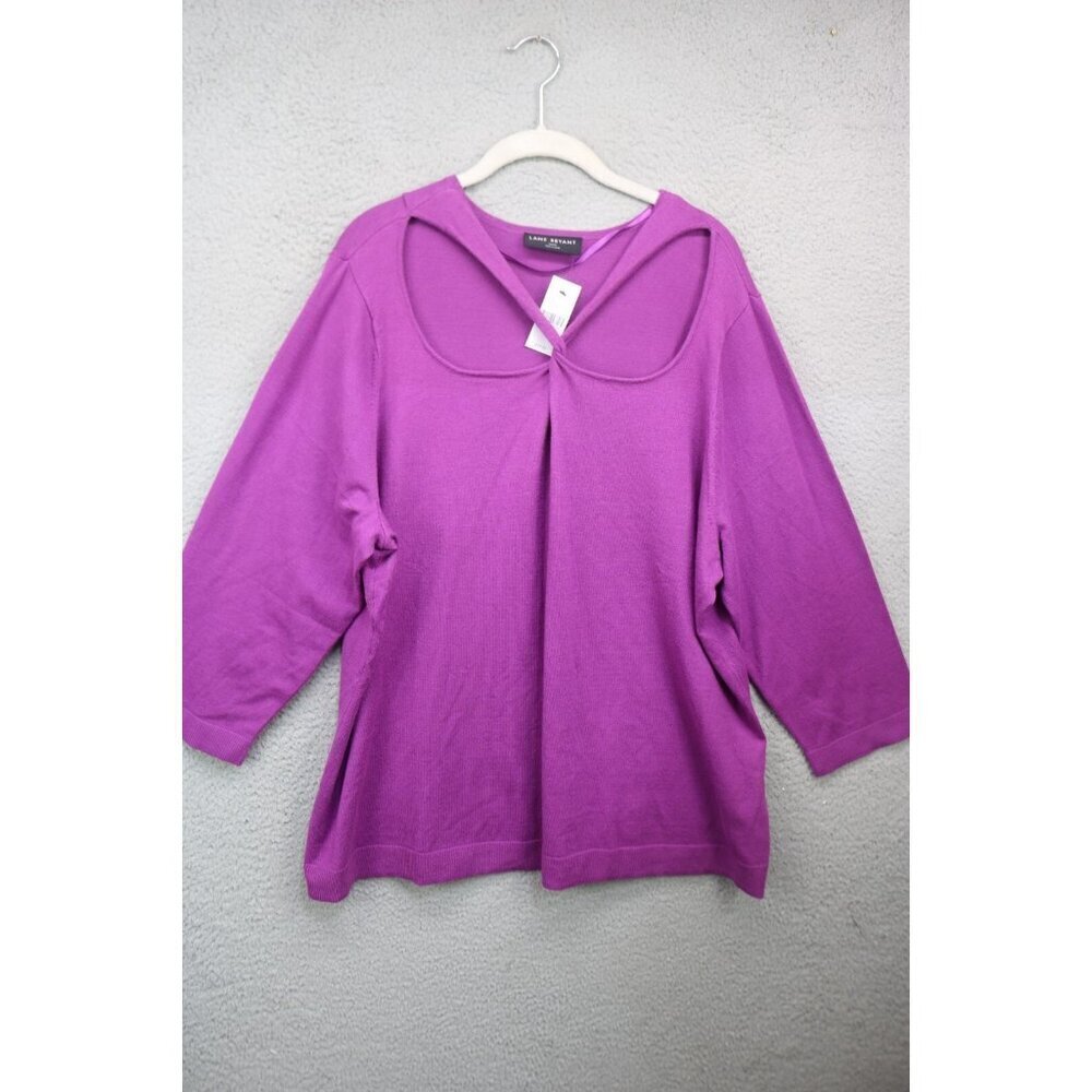 Lane Bryant Purple 3/4‎ Sleeve Twist Front Sweater-Size 26/28-New with Tags